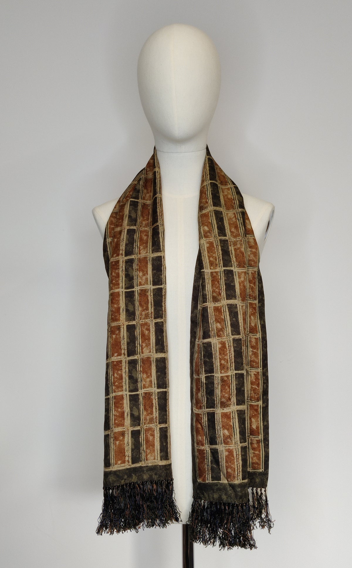 Vintage Alfred Dunhill Reversible Double Faced Pure Silk Fringed Scarf – Dual Print
