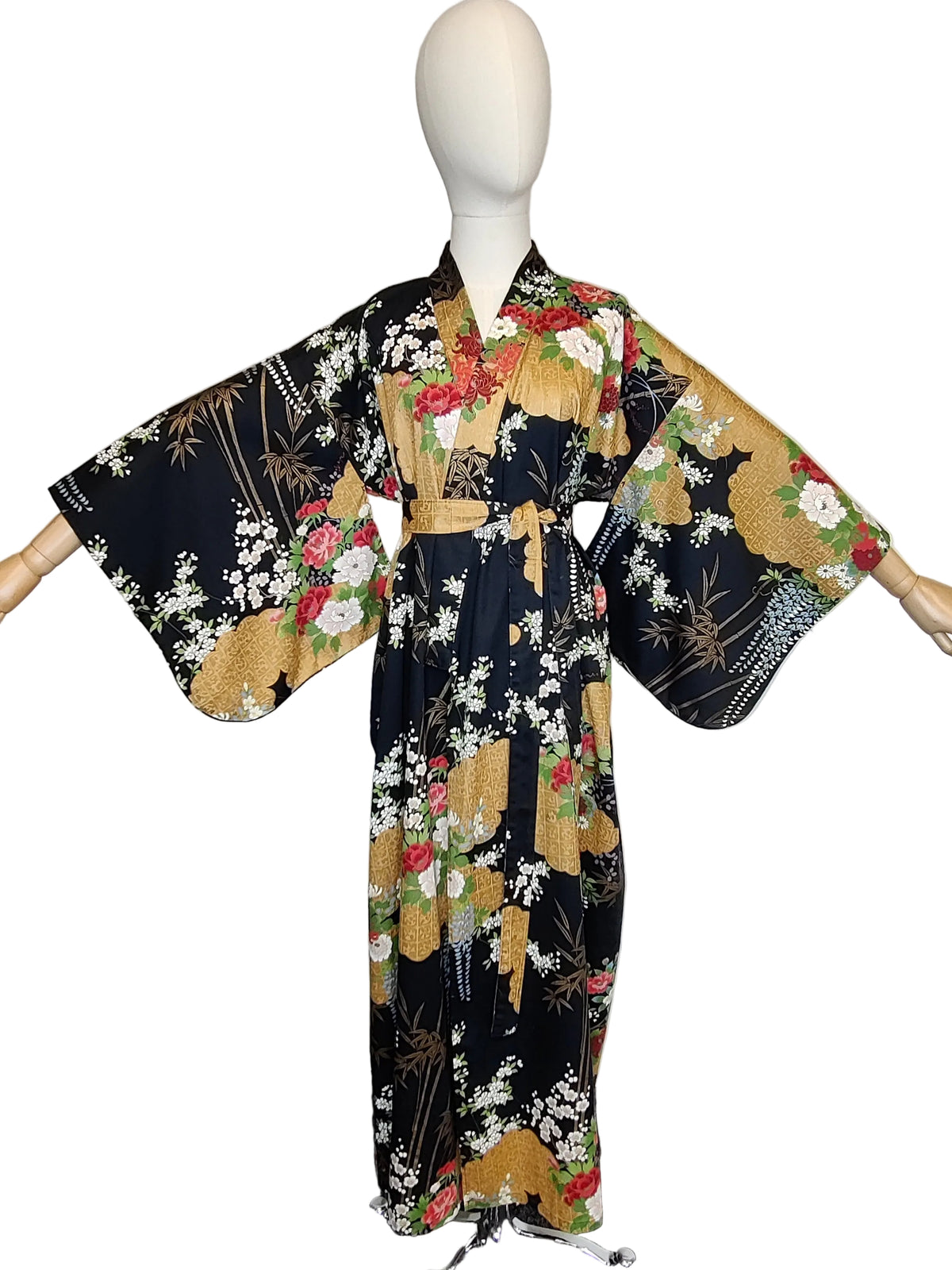 Vintage 1970s Mixed Floral Print Cotton Kimono Robe – Made in Japan