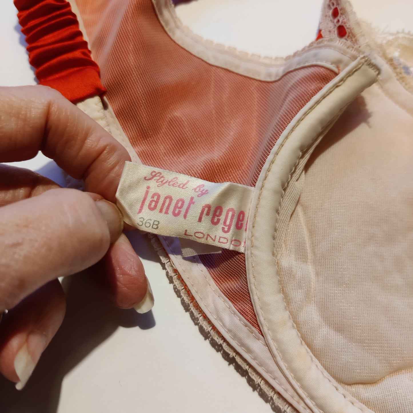 1970s Coral Red Bras & French Knickers Set