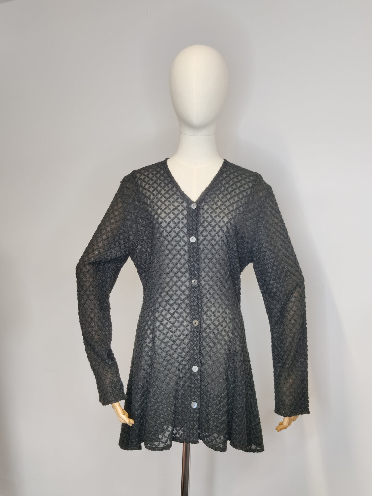 1990s GHOST (Sarne era) Black Devoire Peplum Jacket/Top
