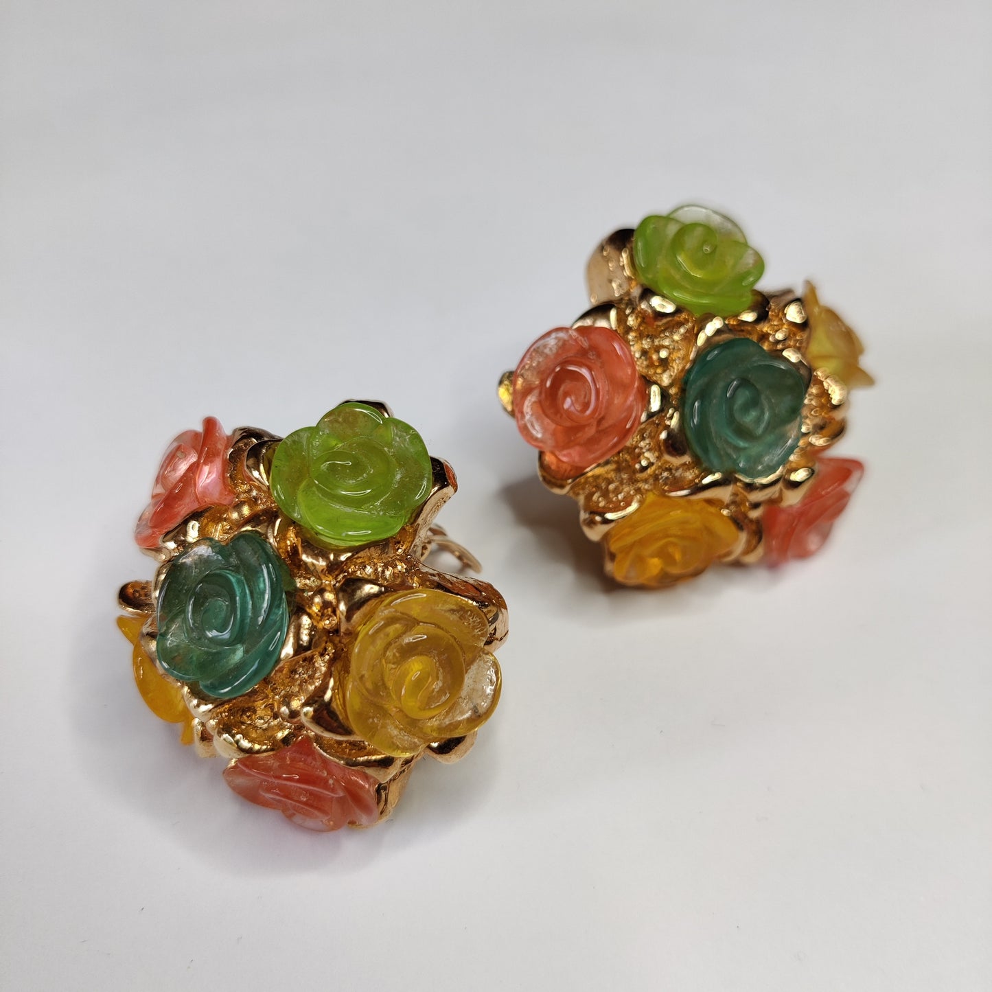 Vintage Floral Clip Earrings