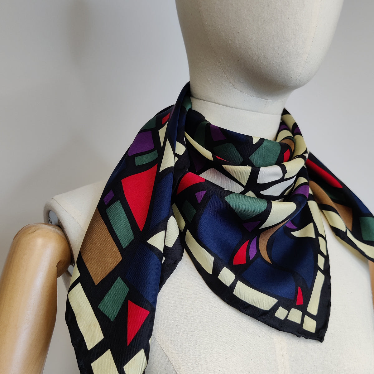 Vintage Beckford Silk Stained-Glass Mosaic Square Scarf