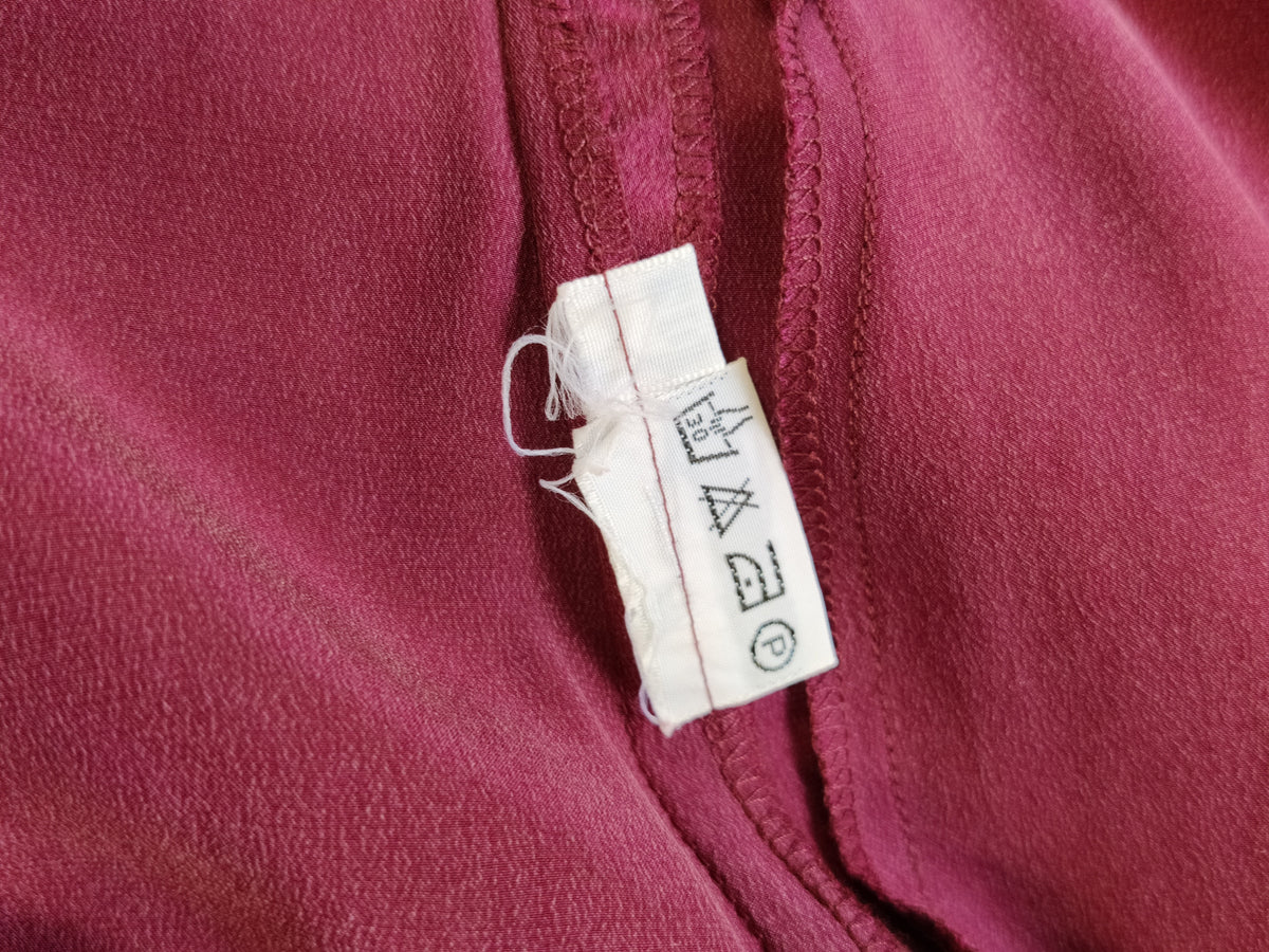 1980s Plum Purple Silk Pleated V-Yoke Waist Trousers