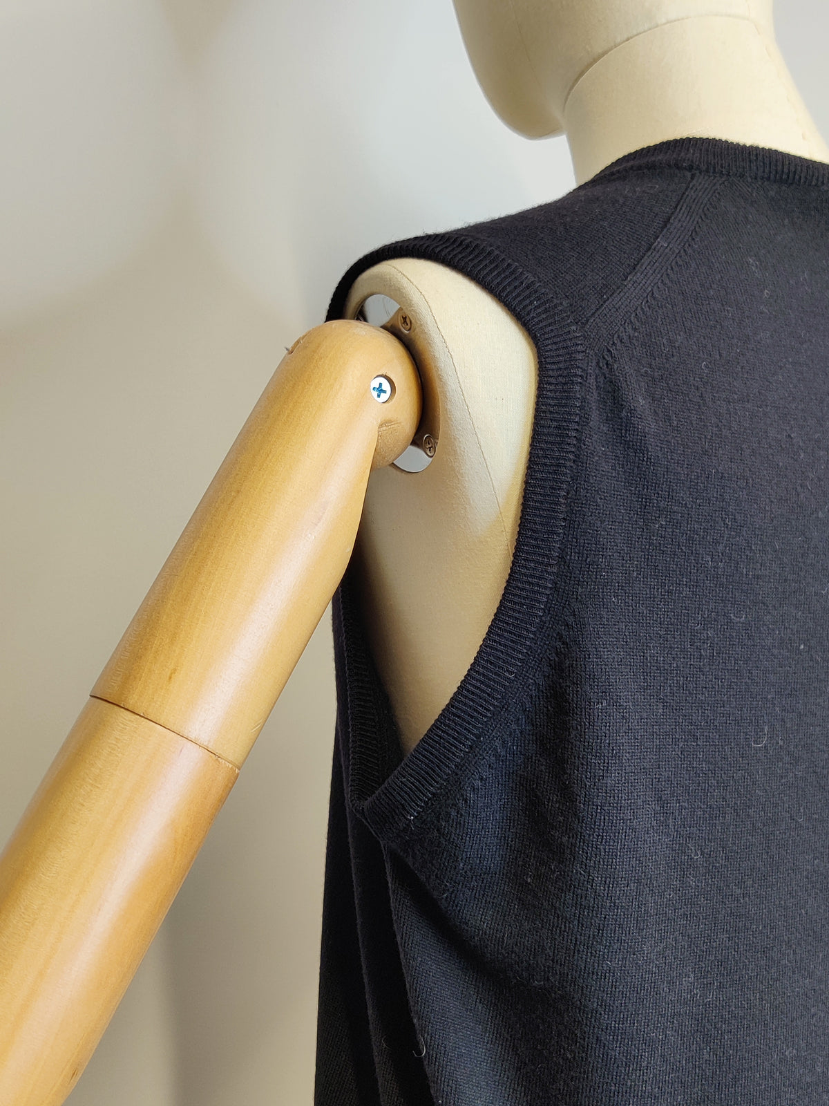 Vintage Black Pure Lambswool Classic Knitted Waistcoat