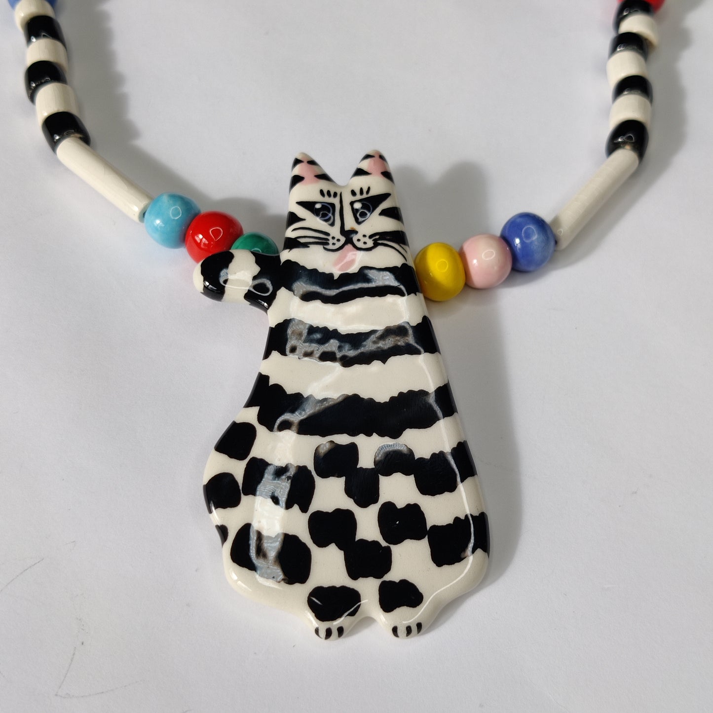 Vintage Designer Ceramic Cat Necklace