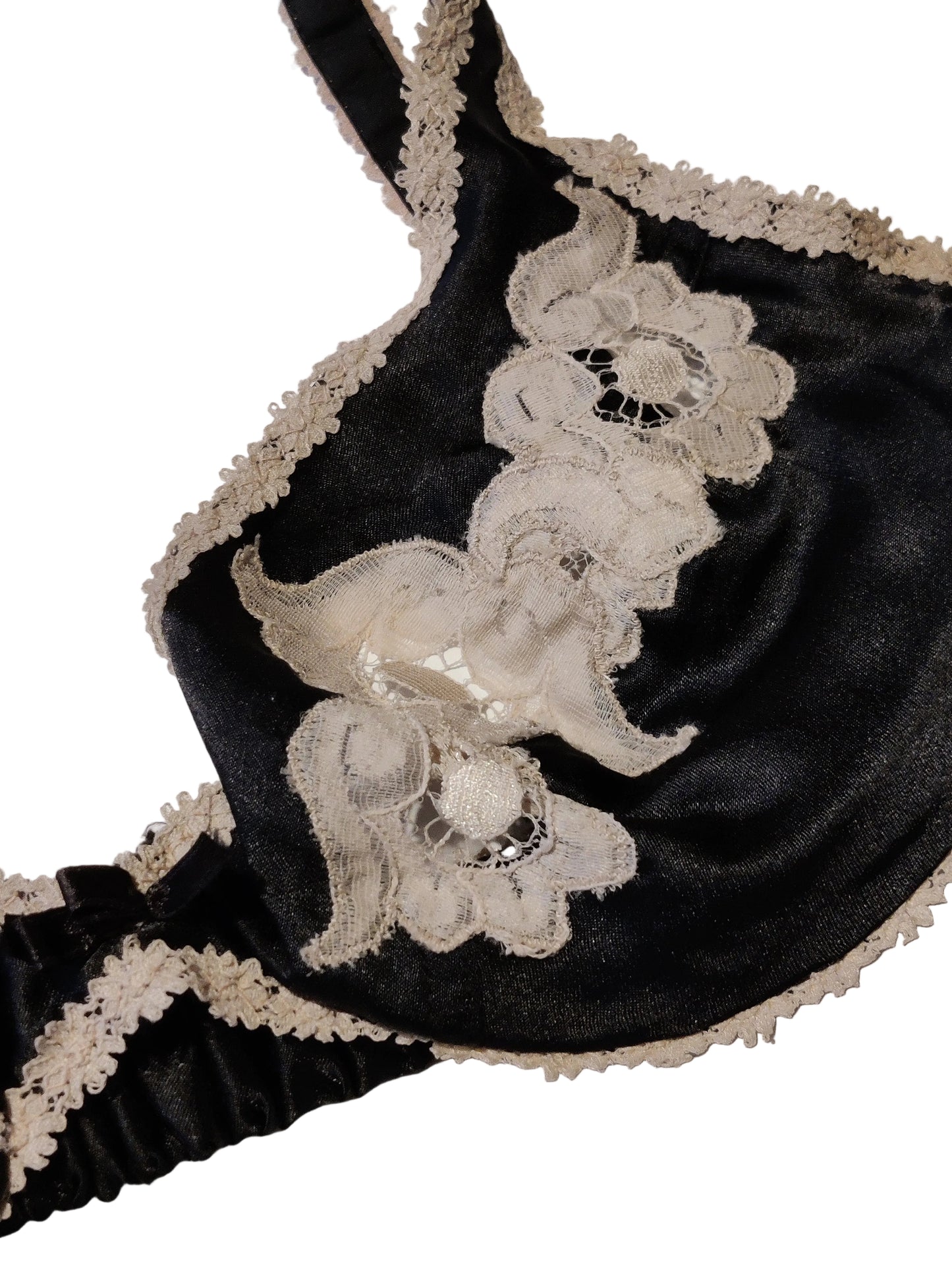 1970s Black Janet Reger Bra, Pants & Waist Slip Set