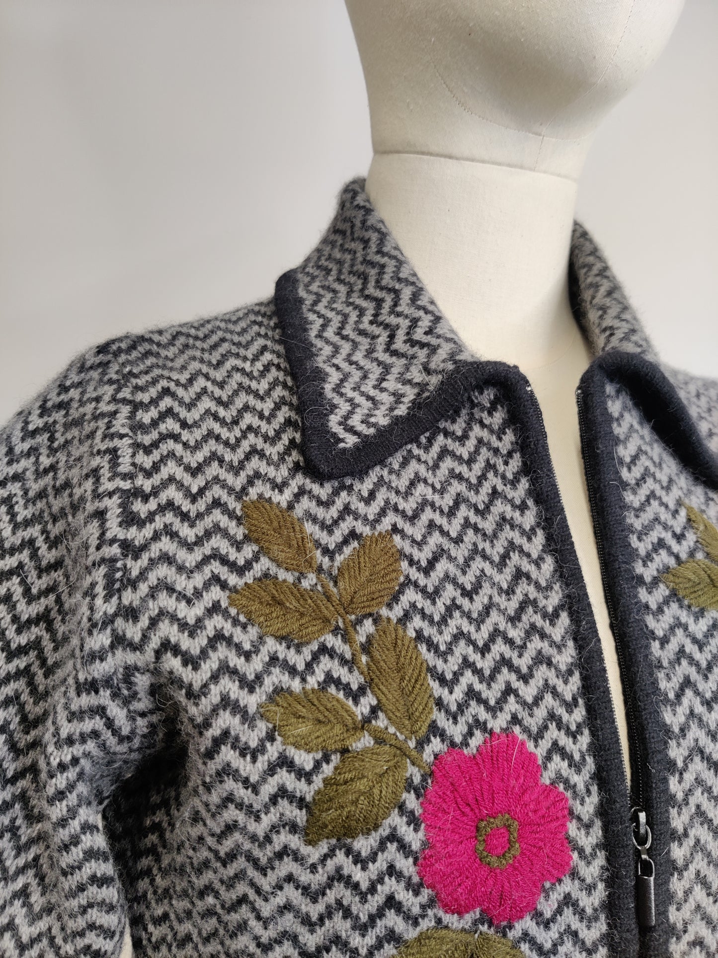 Vintage Knitted embroidered Front Cardigan/Jacket