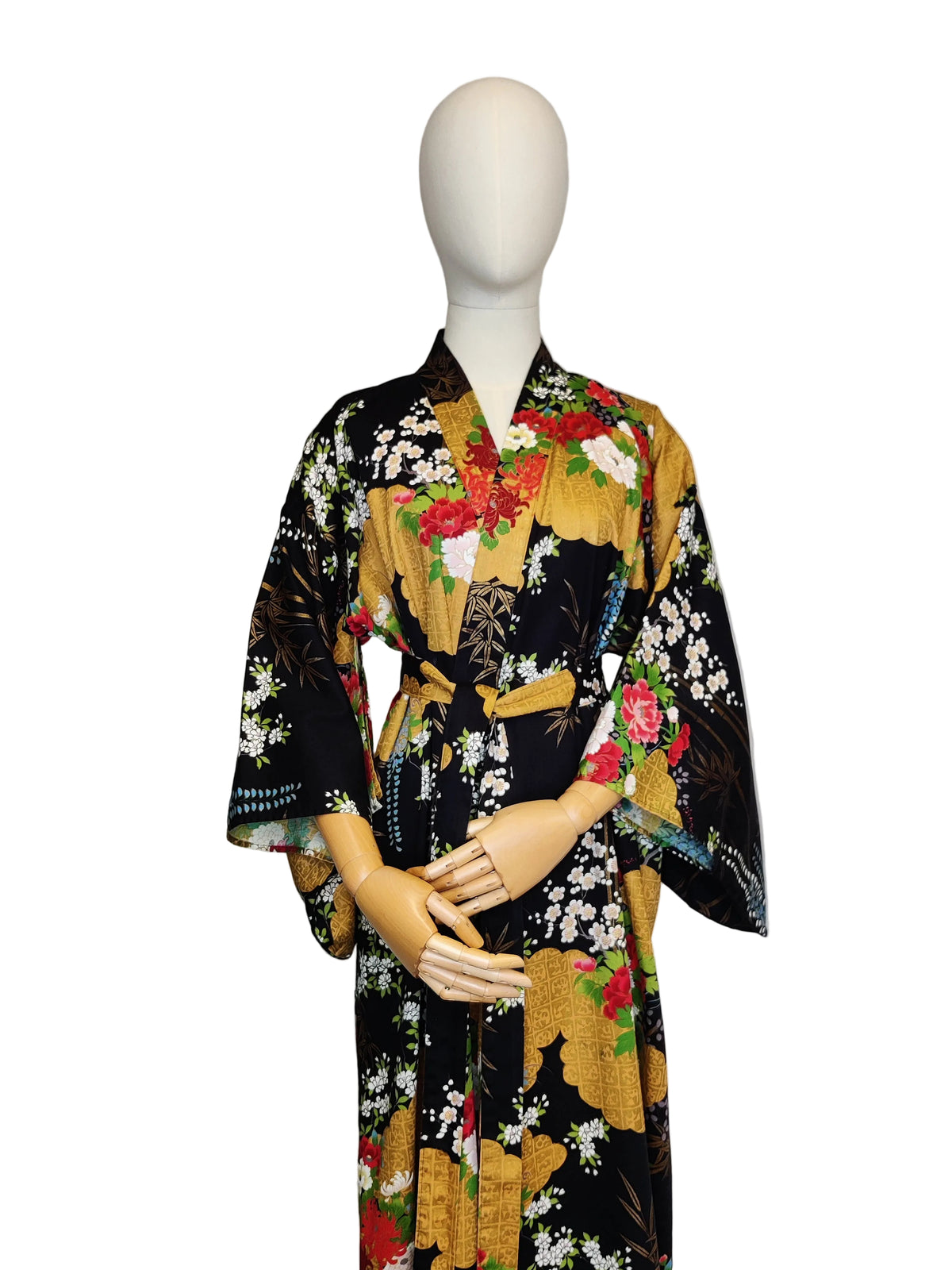 Vintage 1970s Mixed Floral Print Cotton Kimono Robe – Made in Japan