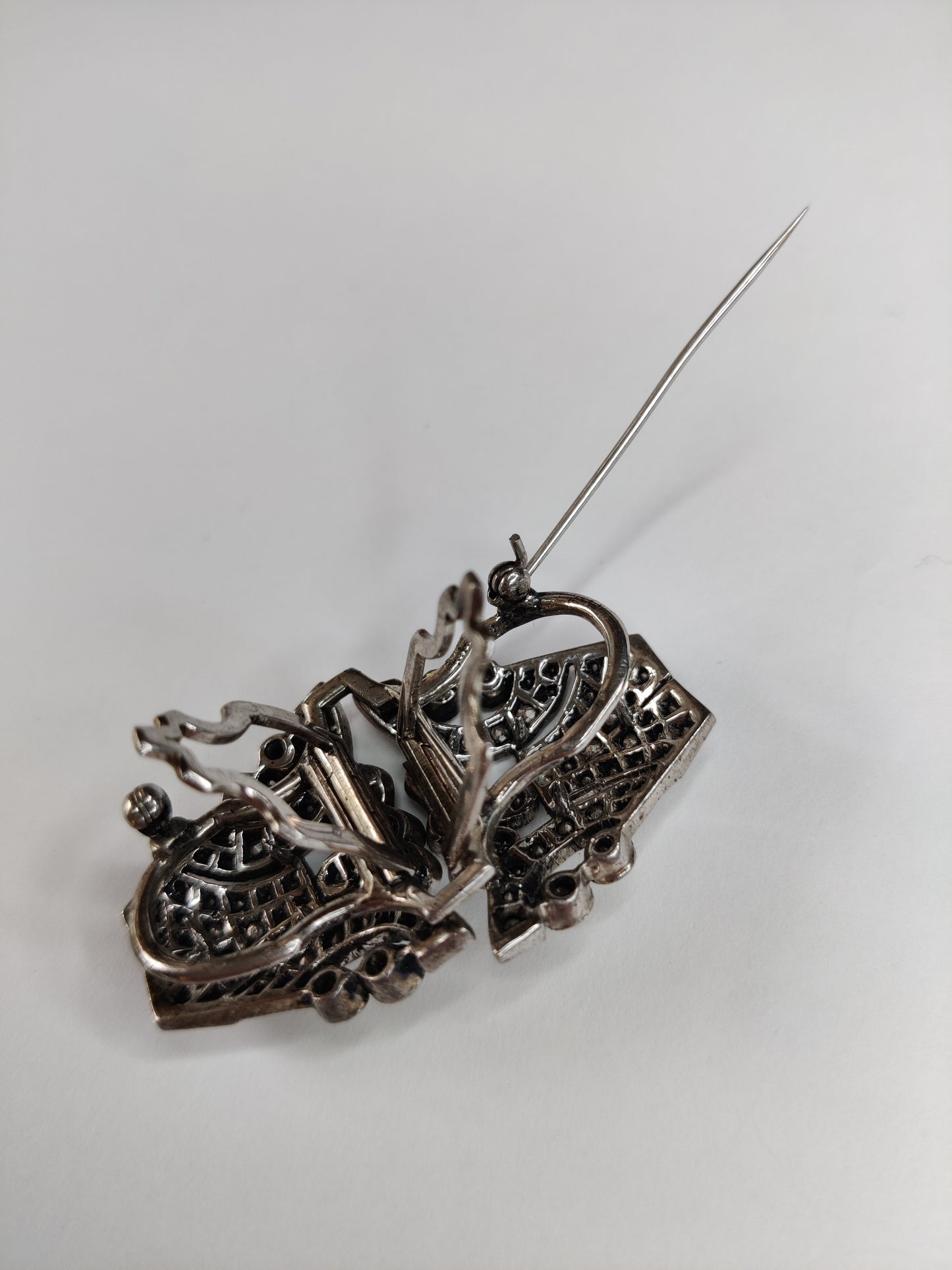 Ciro Art Deco Silver Duette Brooch
