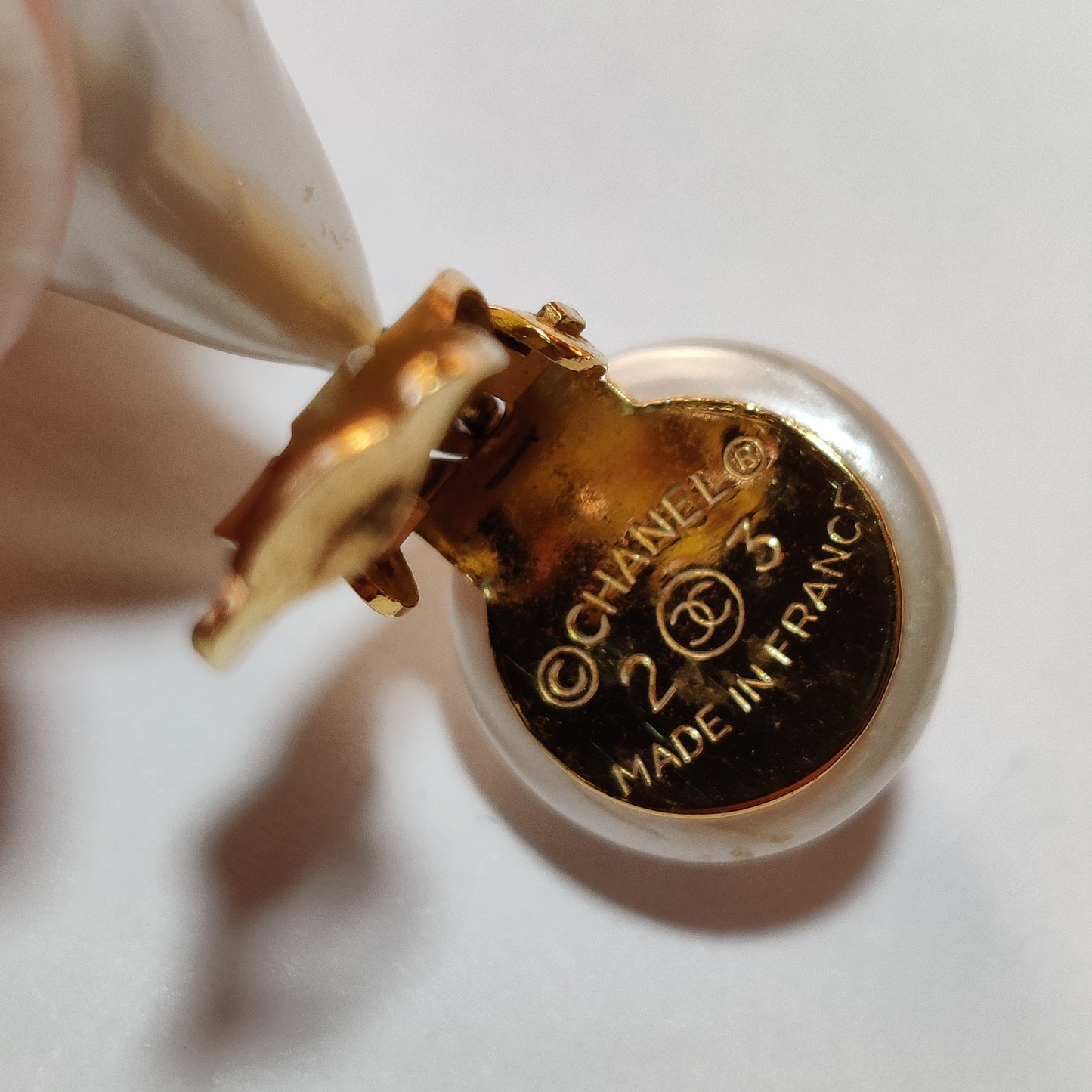 Vintage Chanel Faux Pearl Clip Earrings