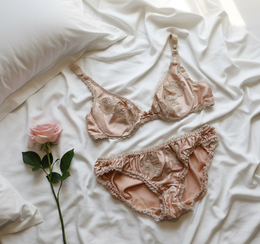 1970s Pink Janet Reger Bra & Pants Set