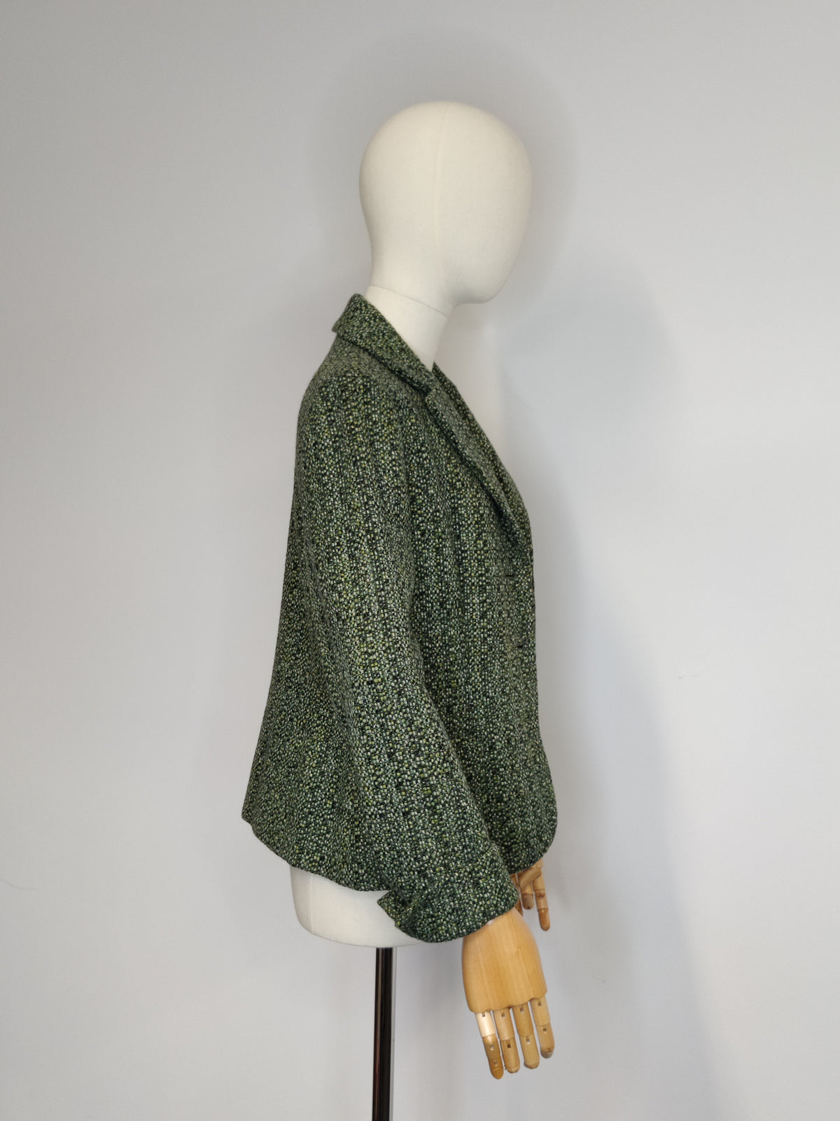 Vintage Viyella Moss Green Woven Tweed Blazer