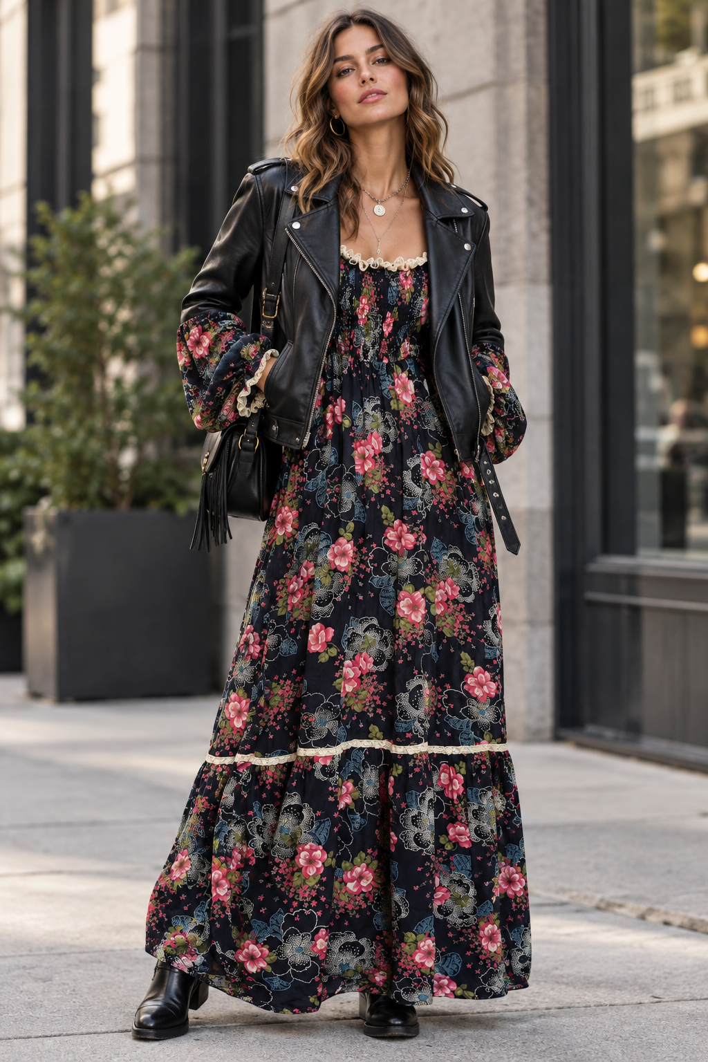Vintage 1970s Fiona Dresses Floral Prairie Maxi Dress