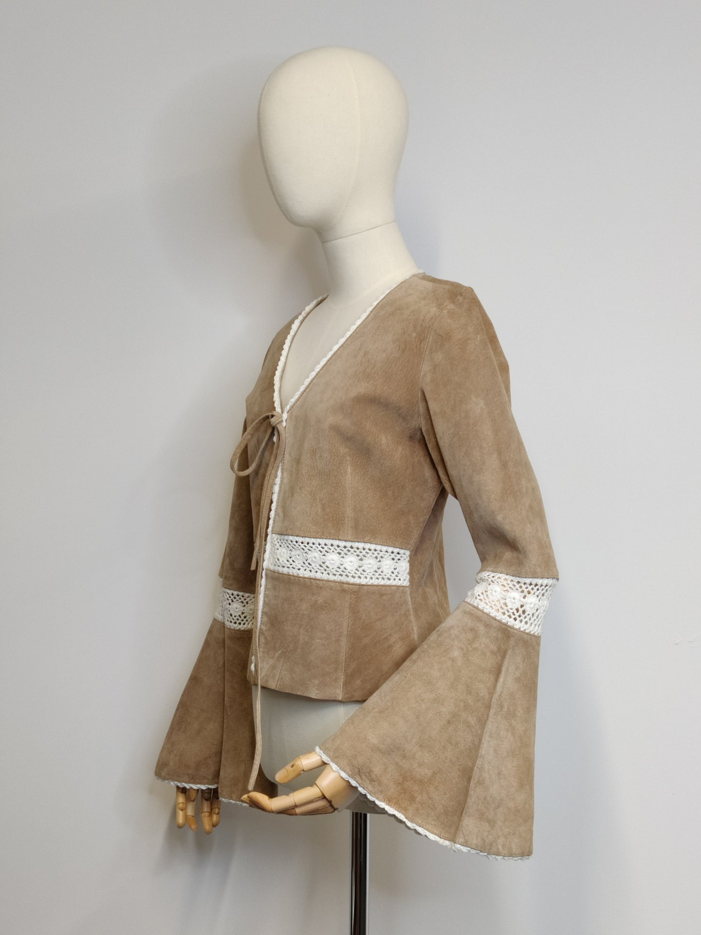 Vintage Suede and Lace Boho Jacket