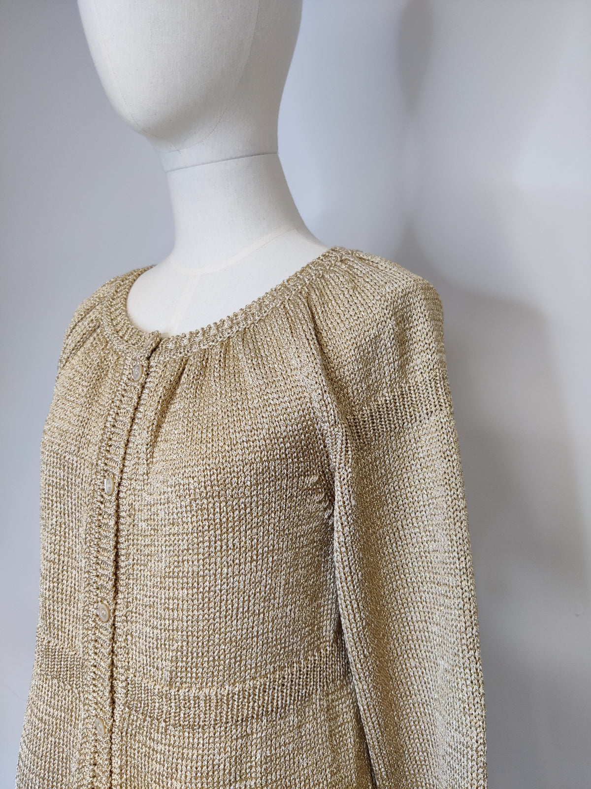 Vintage Moschino Cheap & Chic Gold Lurex Knitted Cardigan