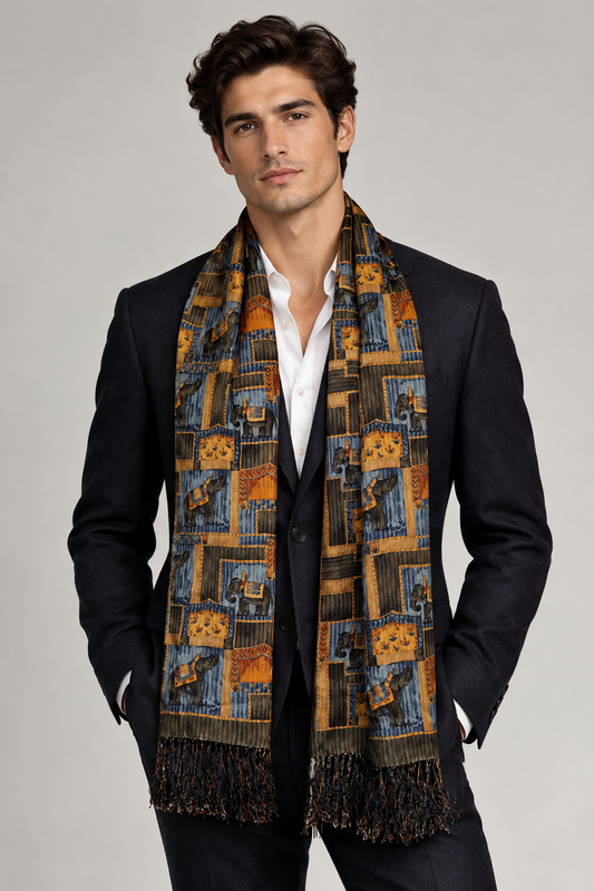 Vintage Alfred Dunhill Reversible Double Faced Pure Silk Fringed Scarf – Dual Print