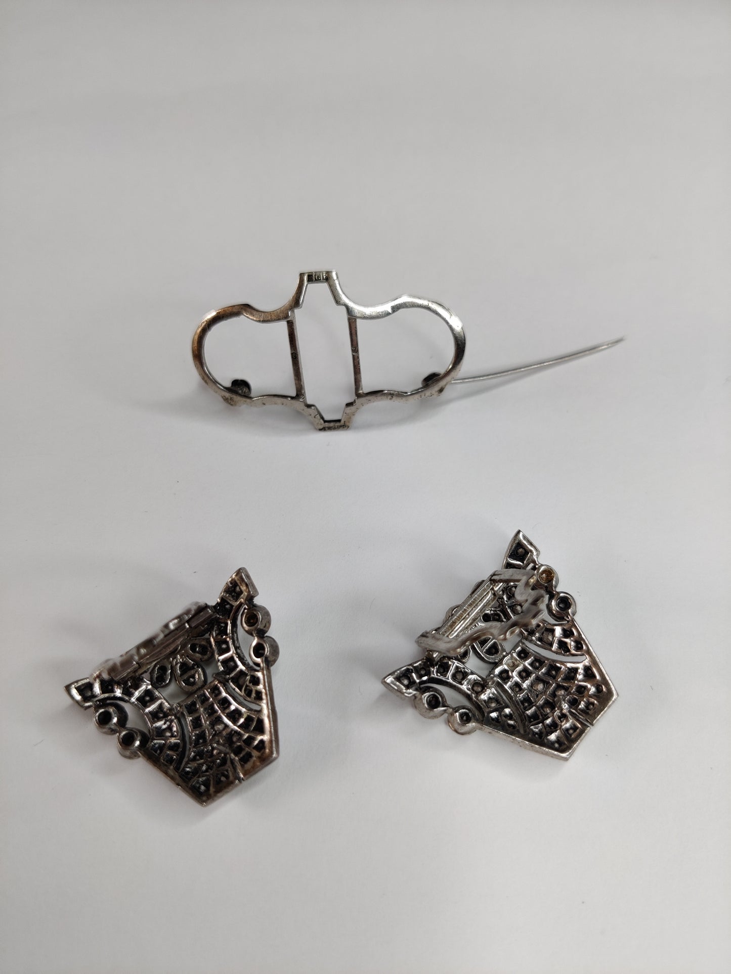 Ciro Art Deco Silver Duette Brooch