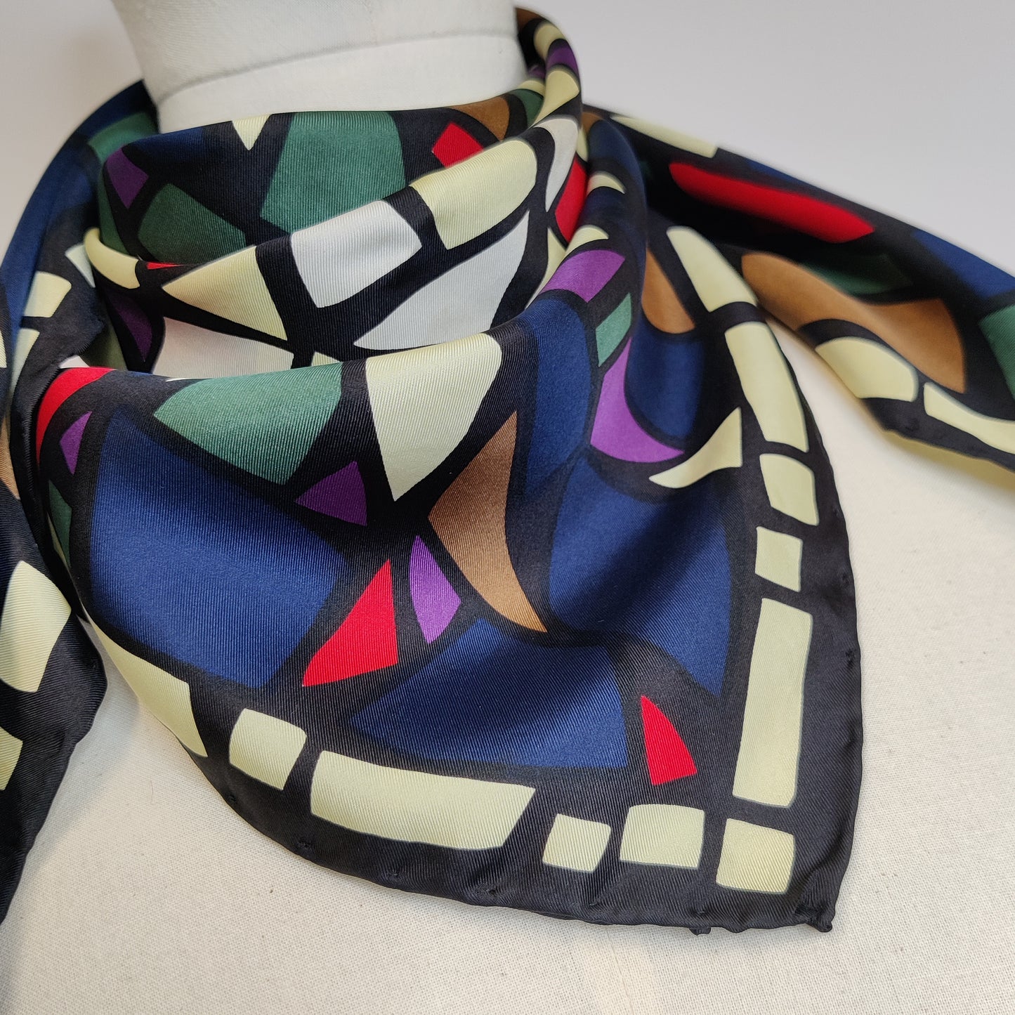 Vintage Beckford Silk Stained-Glass Mosaic Square Scarf