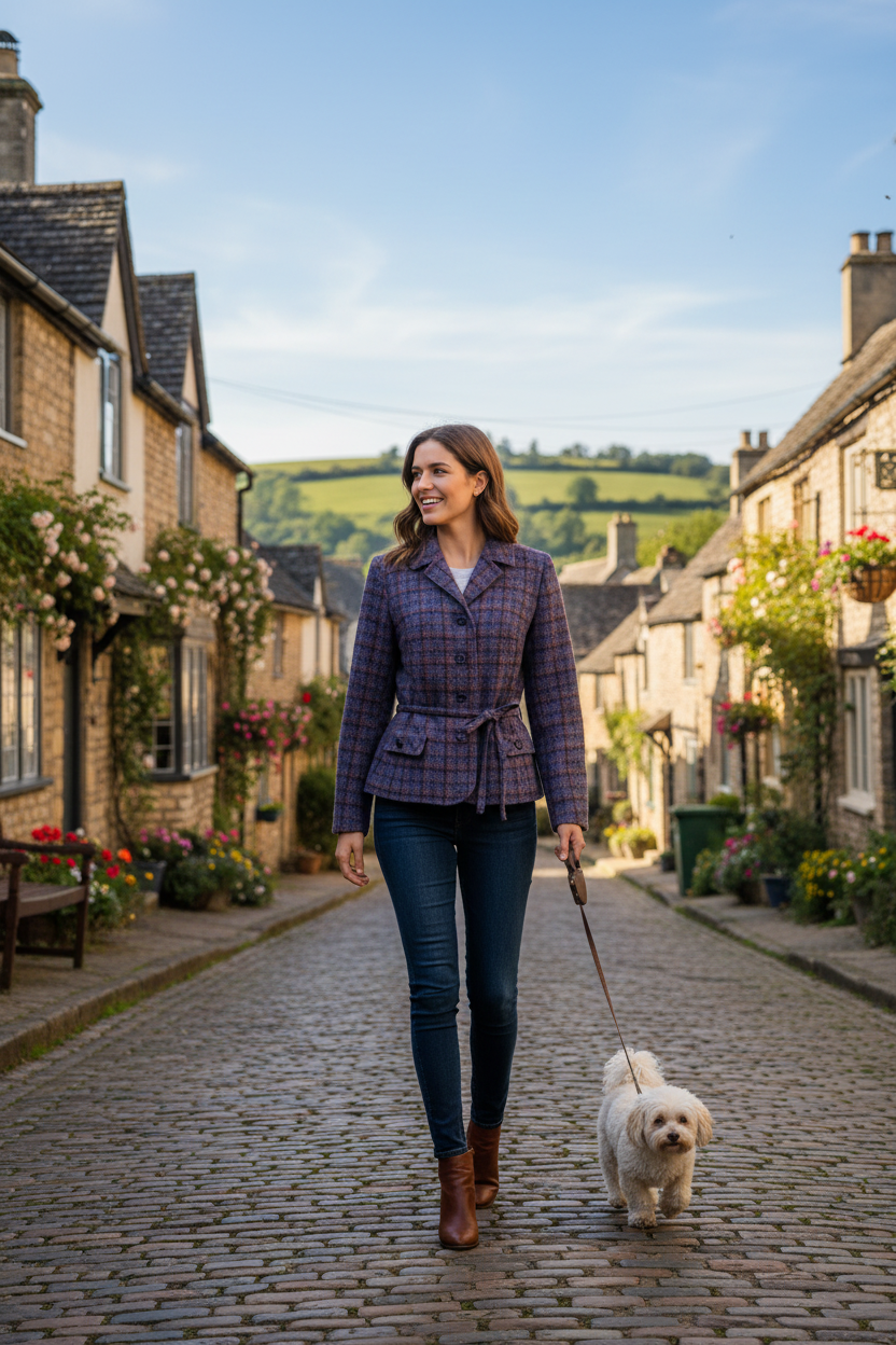 Vintage Wool Tweed Belted Jacket