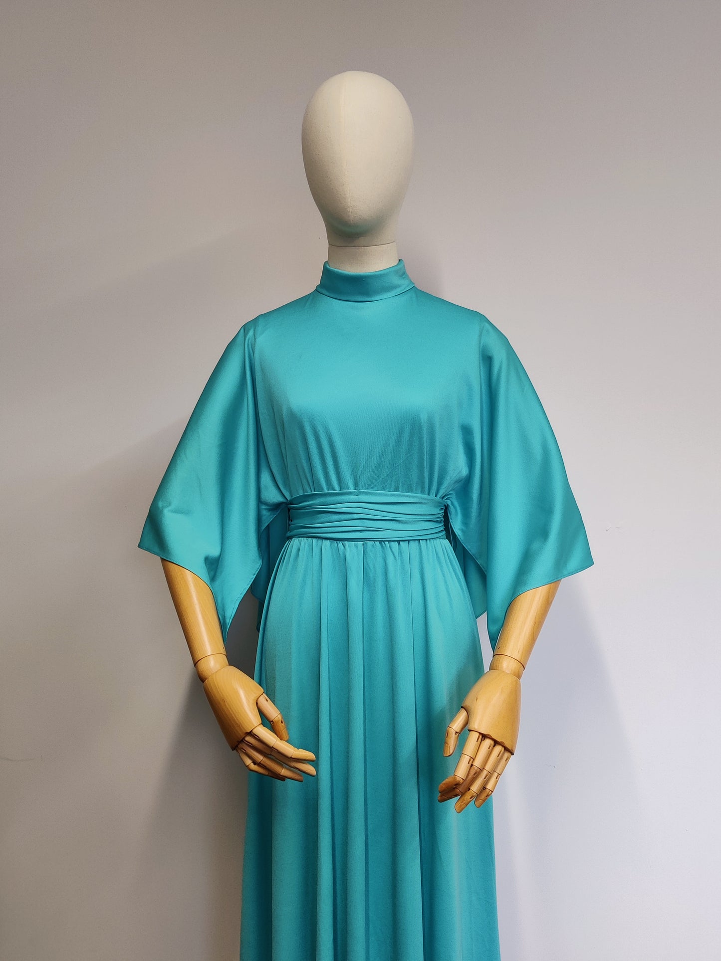 Vintage John Charles 1960s Turquoise Grecian Maxi Dress