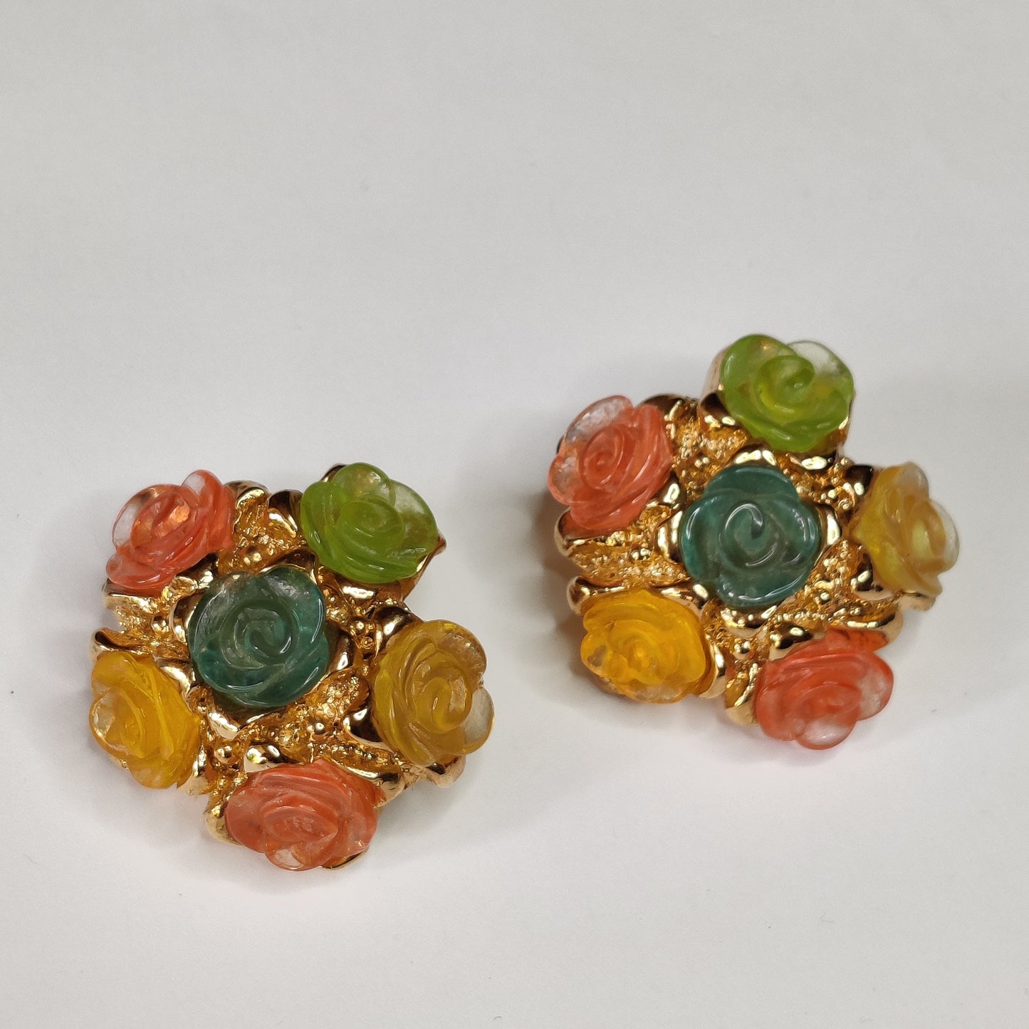 Vintage Floral Clip Earrings