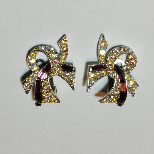 1960s Ribbon Diamante Earrings
