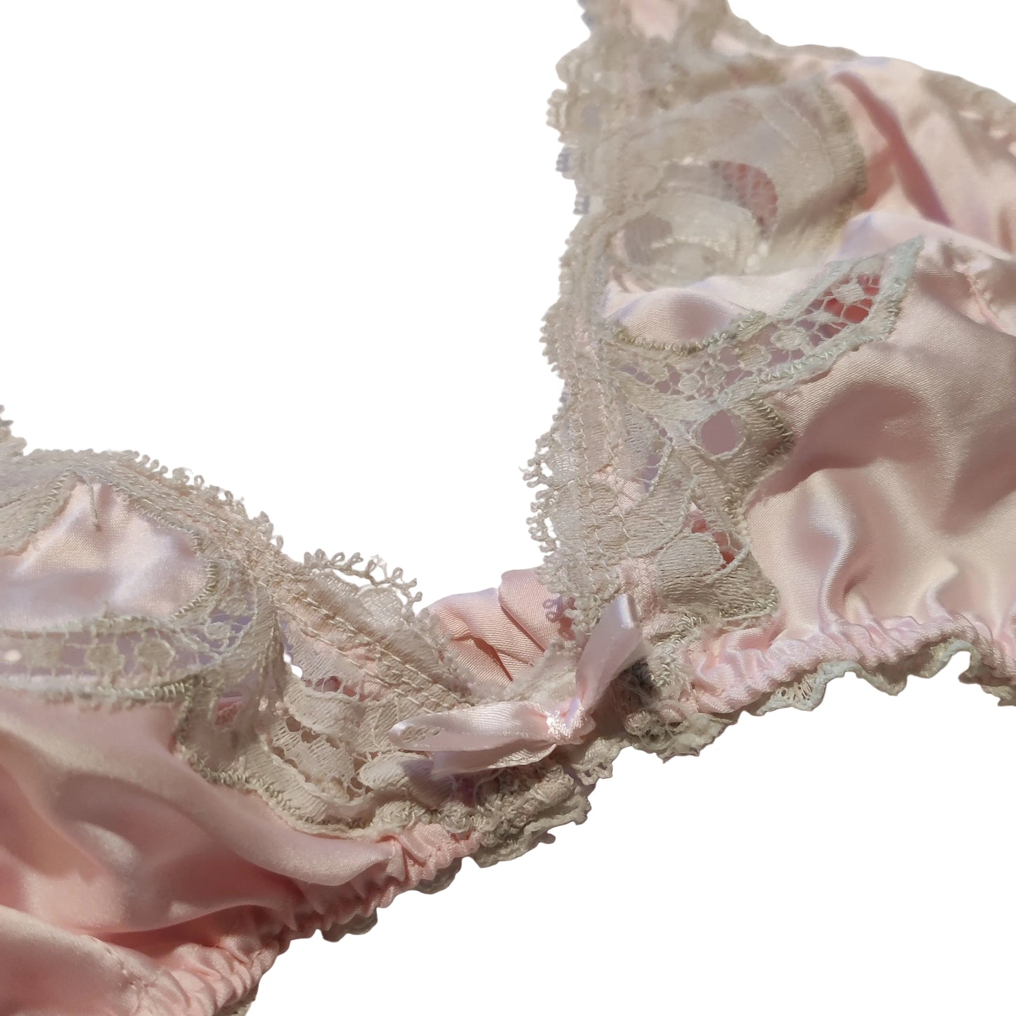 1970s Pale Pink Janet Reger Bra & Waist Slip Set