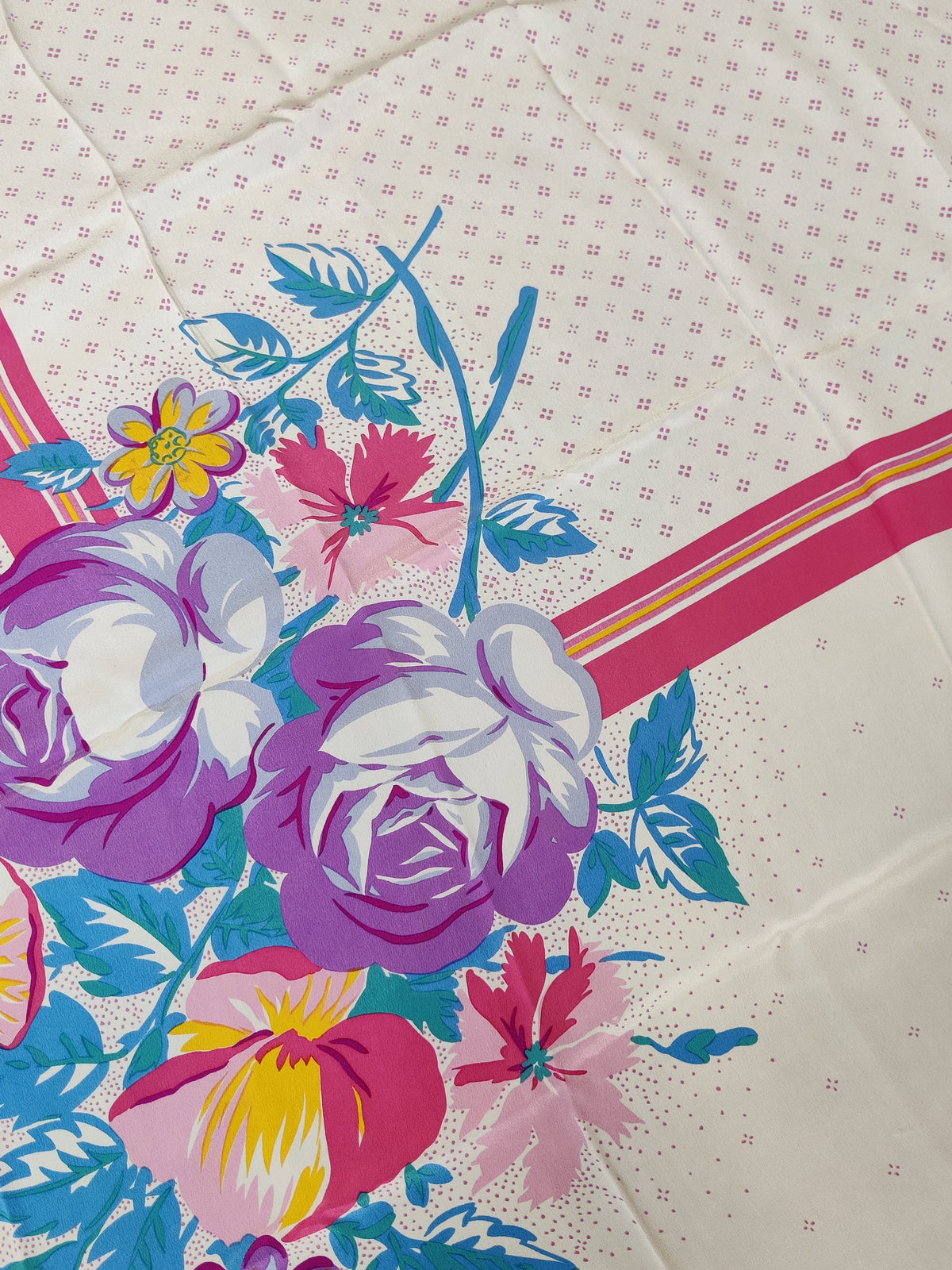 Vintage 1980s Nina Ricci Bold Floral Silk Crepe Carre Scarf