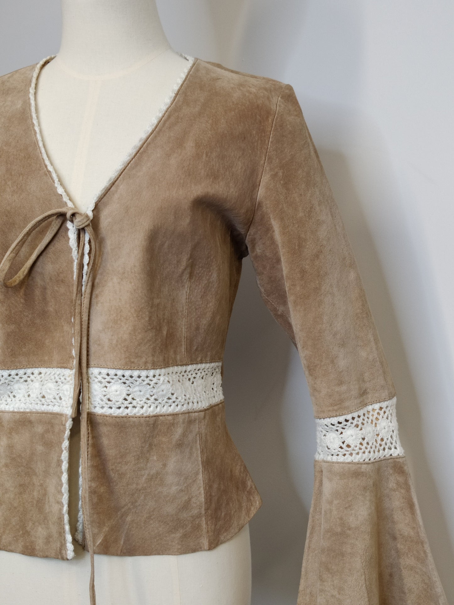 Vintage Suede and Lace Boho Jacket