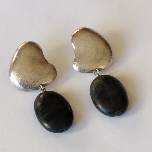 Vintage Silver and Pebble Earrings