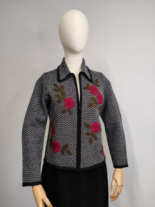 Vintage Knitted embroidered Front Cardigan/Jacket