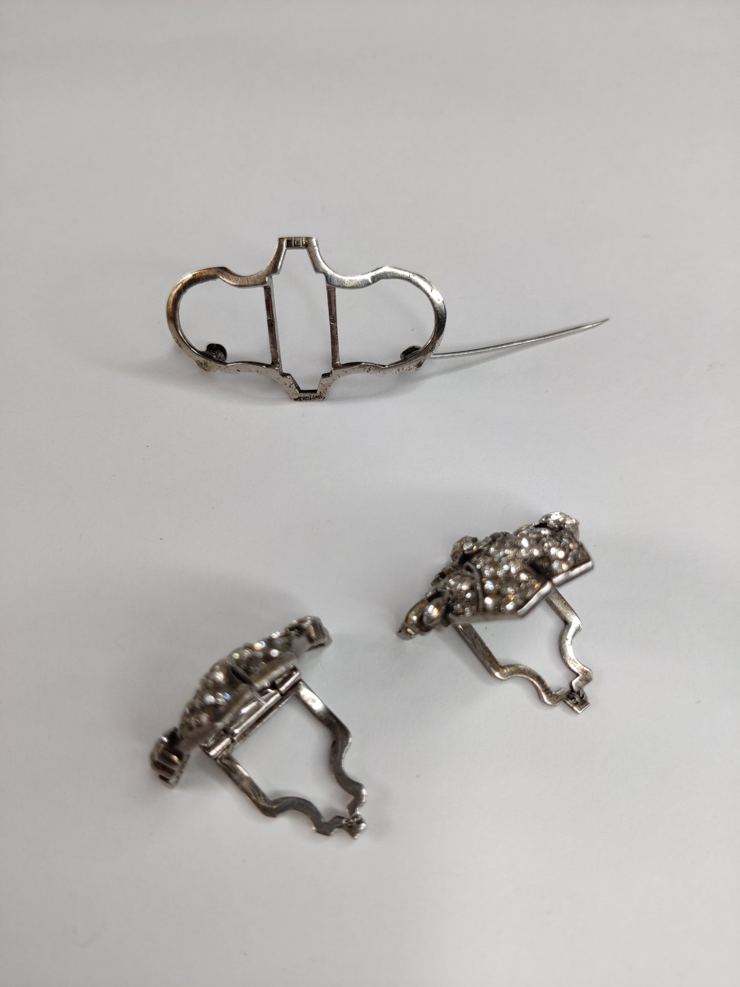 Ciro Art Deco Silver Duette Brooch