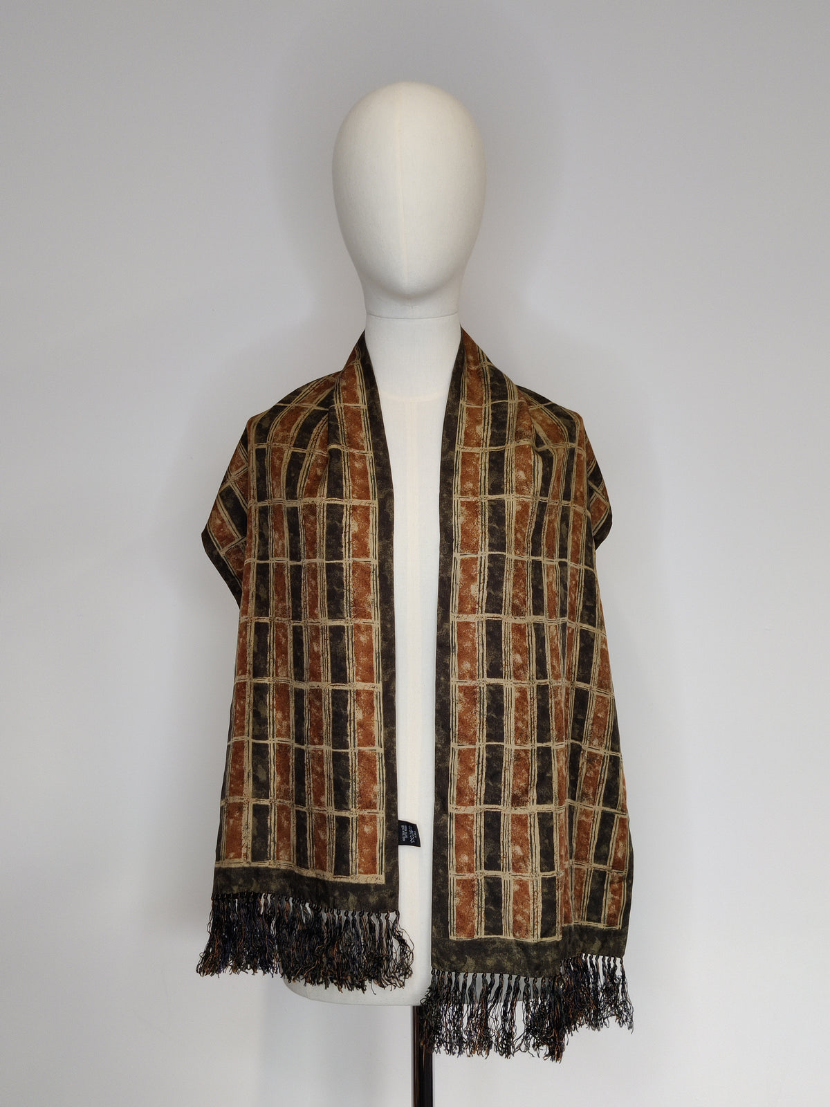 Vintage Alfred Dunhill Reversible Double Faced Pure Silk Fringed Scarf – Dual Print