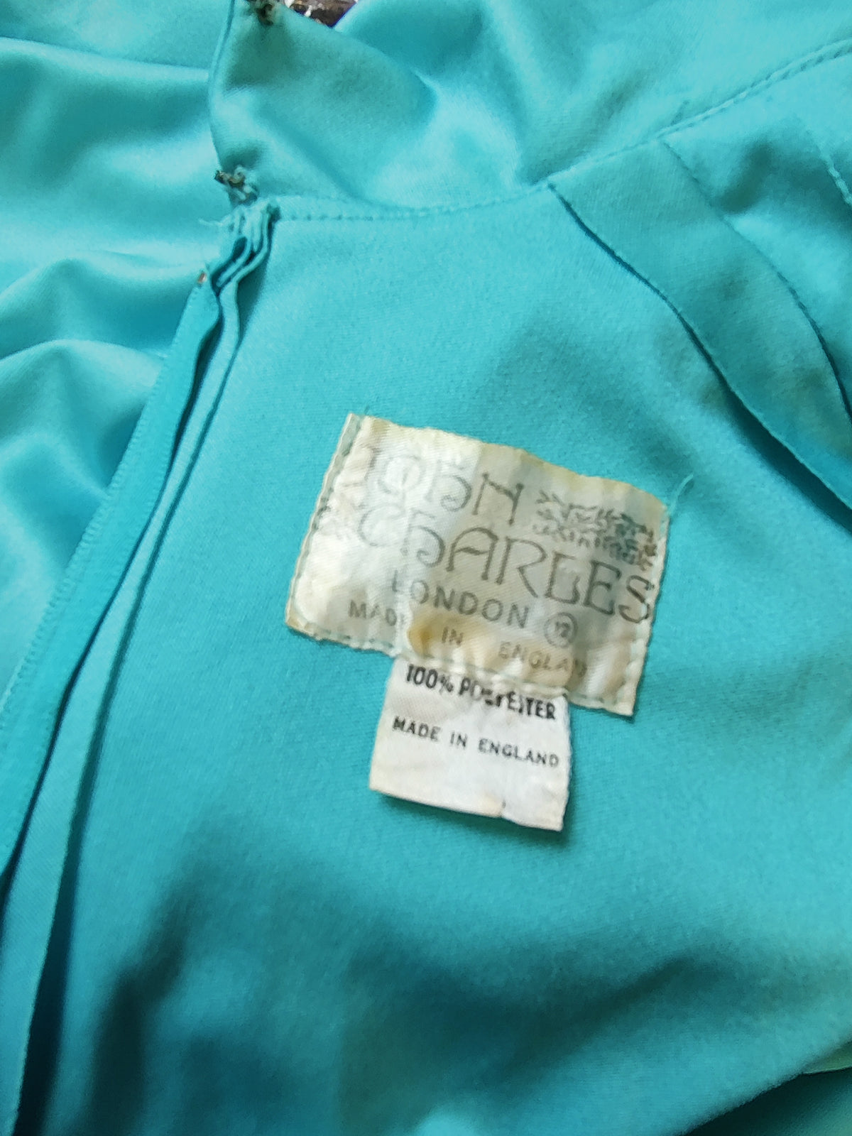Vintage John Charles 1960s Turquoise Grecian Maxi Dress