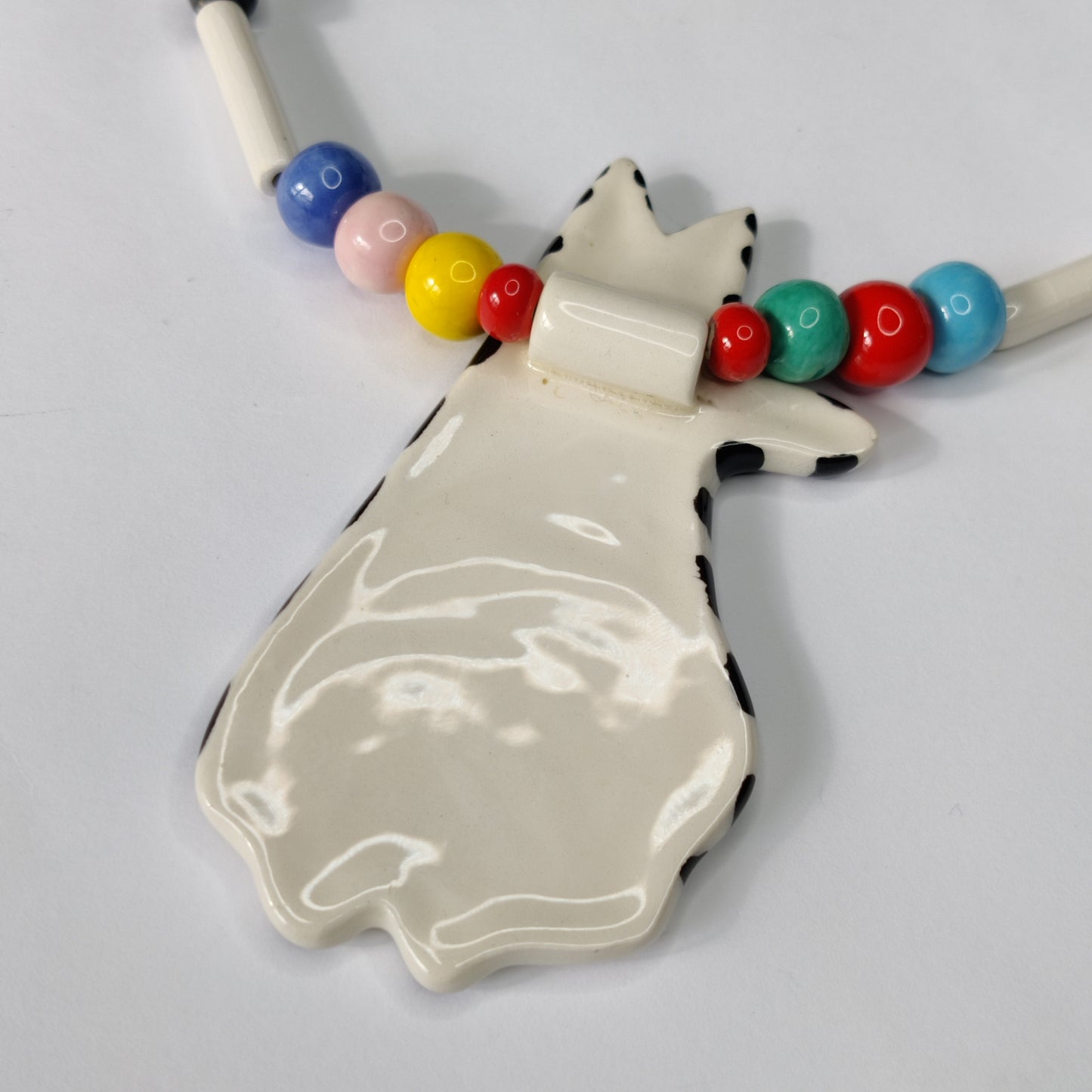 Vintage Designer Ceramic Cat Necklace