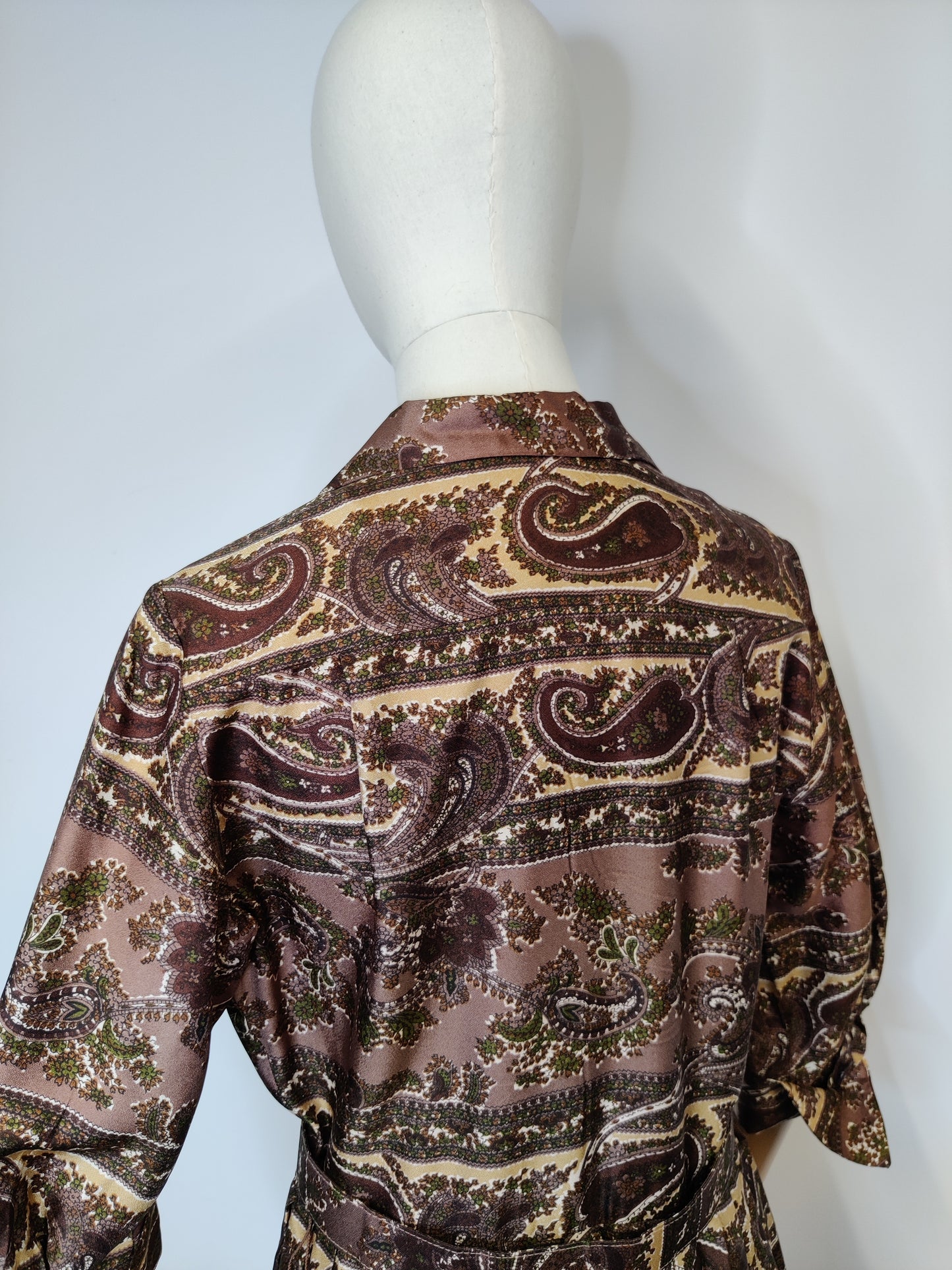 Vintage 1960s Earth-Tone Paisley Acetate Shirtwaister Dress