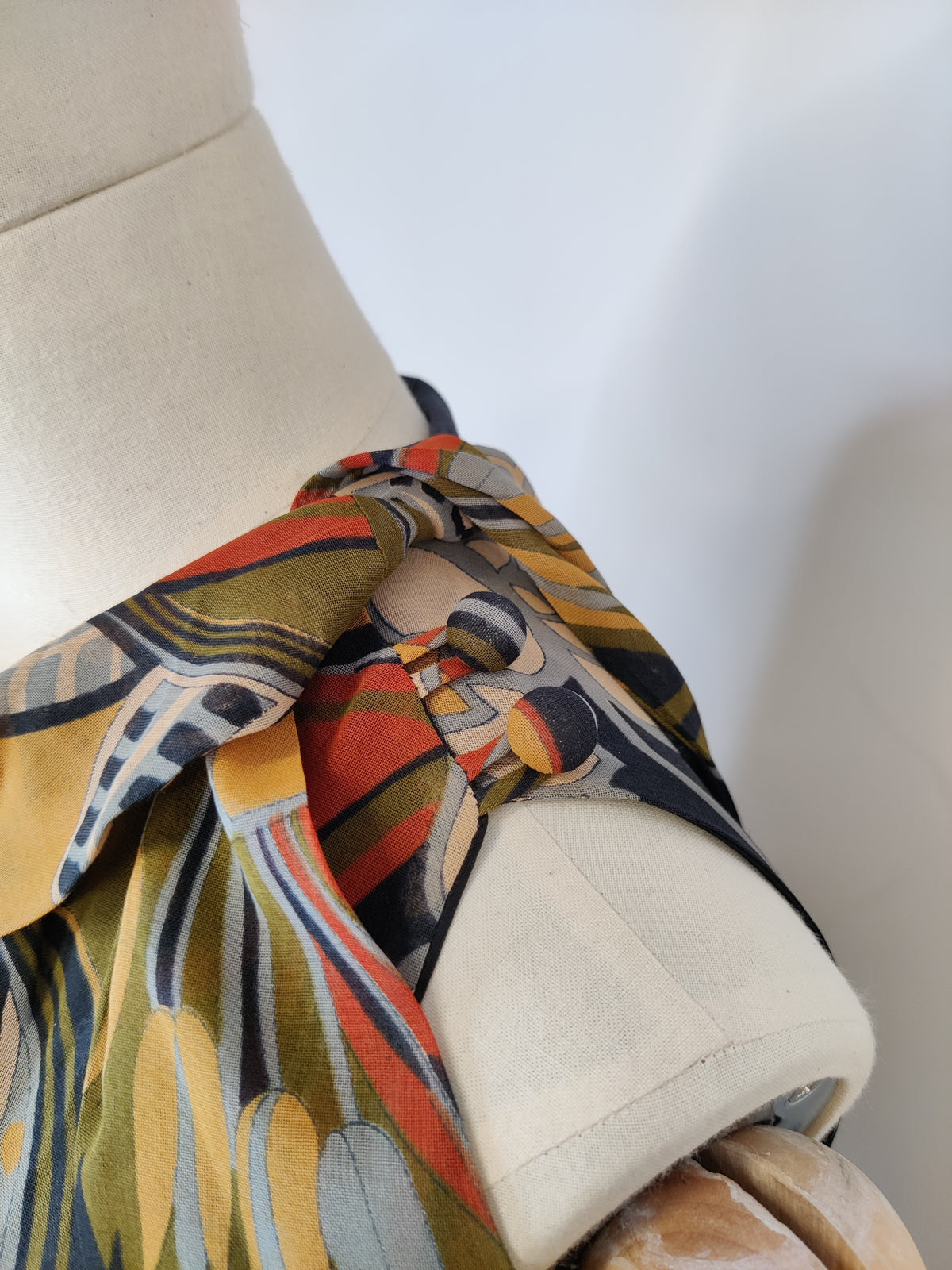 1970s Miss Jeannie  Iconic Print Trapeze Maxi Dress