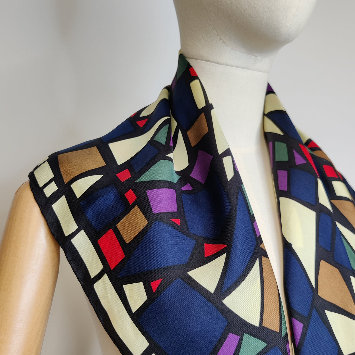 Vintage Beckford Silk Stained-Glass Mosaic Square Scarf
