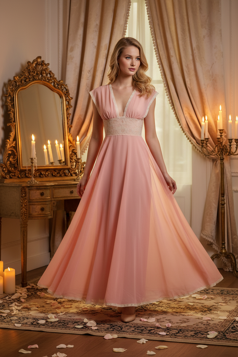 Vintage Janet Reger Nightdress and Gown Set