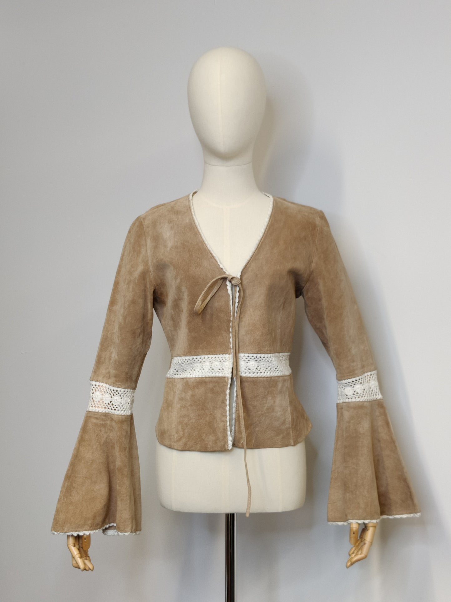 Vintage Suede and Lace Boho Jacket