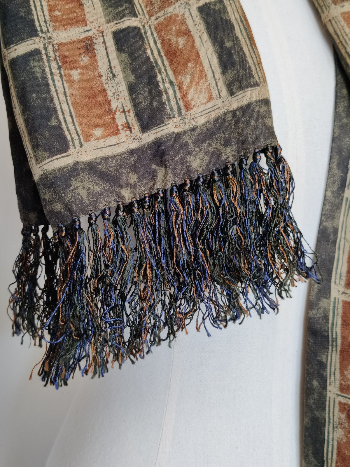 Vintage Alfred Dunhill Reversible Double Faced Pure Silk Fringed Scarf – Dual Print