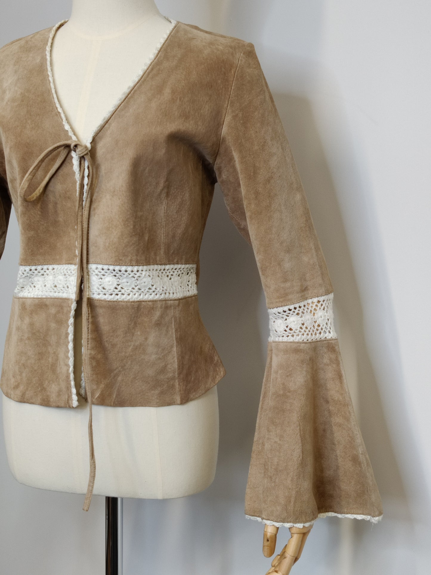 Vintage Suede and Lace Boho Jacket