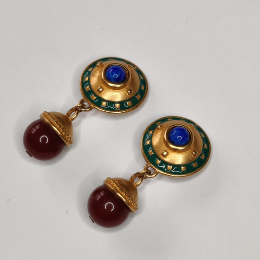 Lesley Block 1980s Clip Earrings