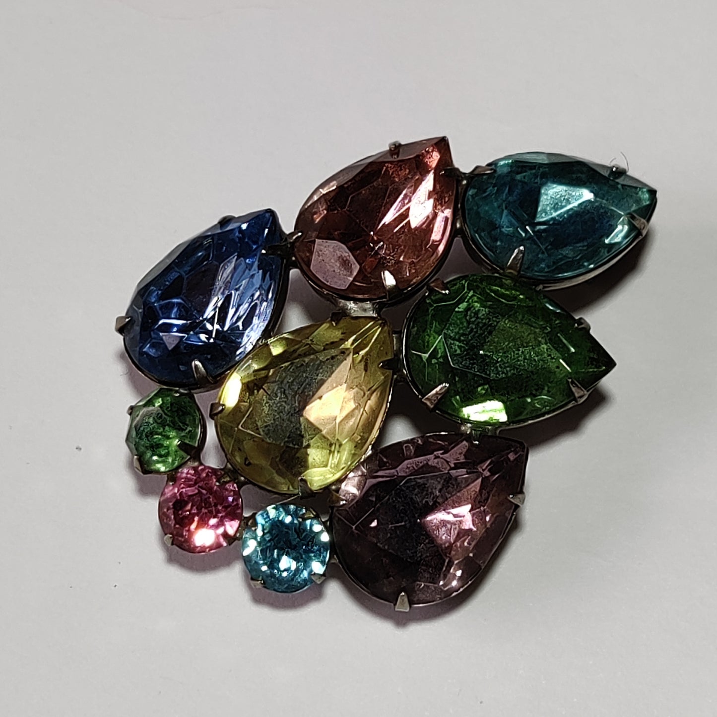 Vintage Pastel Rhinestone Brooch