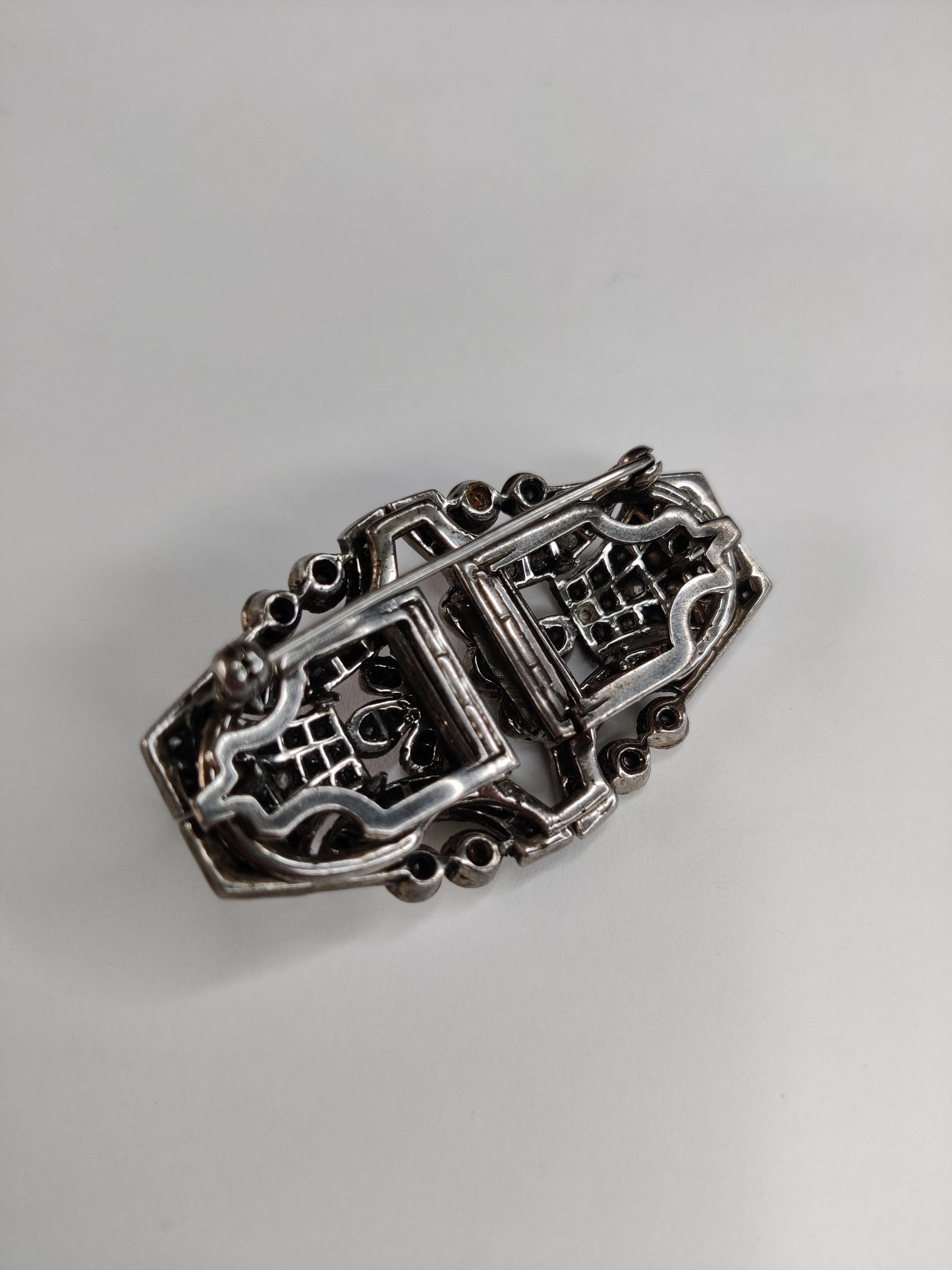 Ciro Art Deco Silver Duette Brooch
