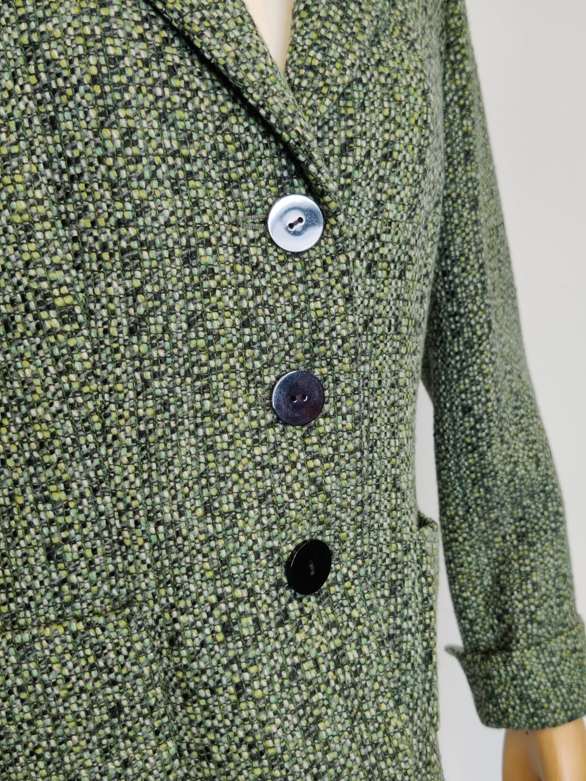 Vintage Viyella Moss Green Woven Tweed Blazer