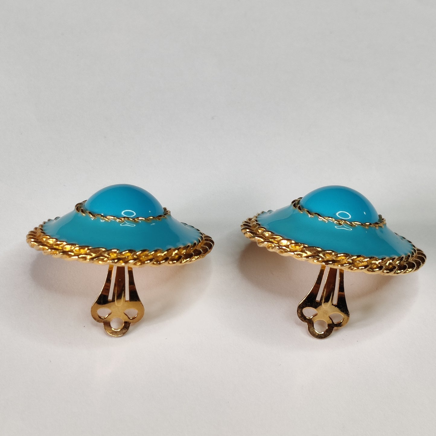 1980s Turquoise Enamel Clip Earrings