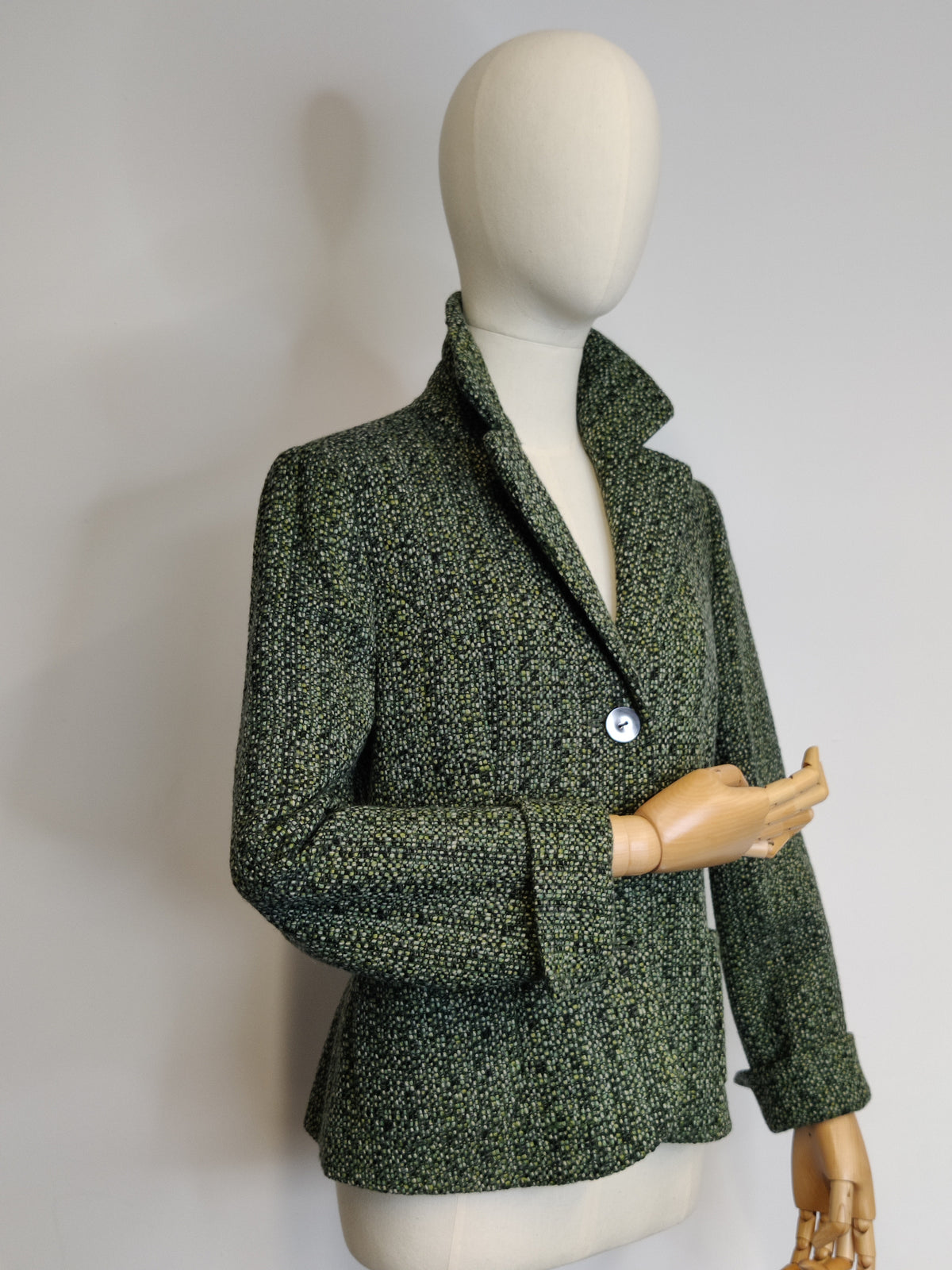 Vintage Viyella Moss Green Woven Tweed Blazer