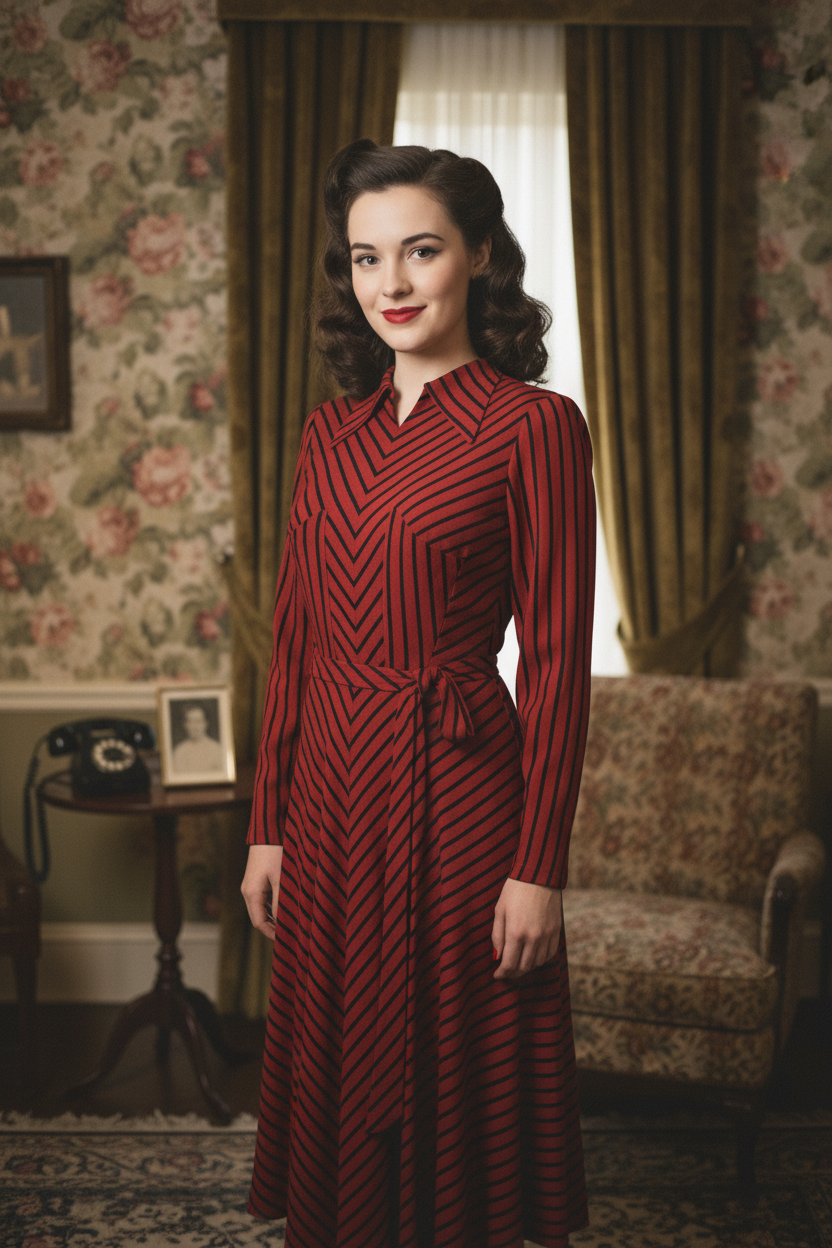 1930s Striped Dress