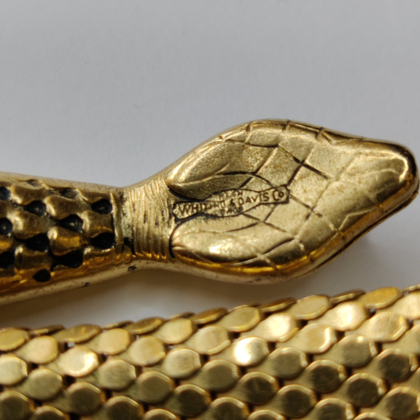 Vintage Whiting and Davis Gold Snake Necklace